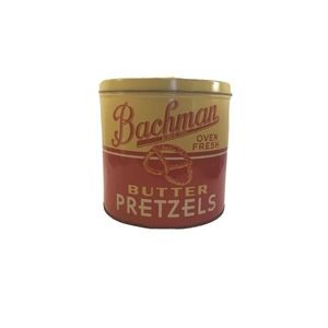 Vintage BACHMAN BUTTER PRETZELS CAN 7 1/4" Advertising Reading PA